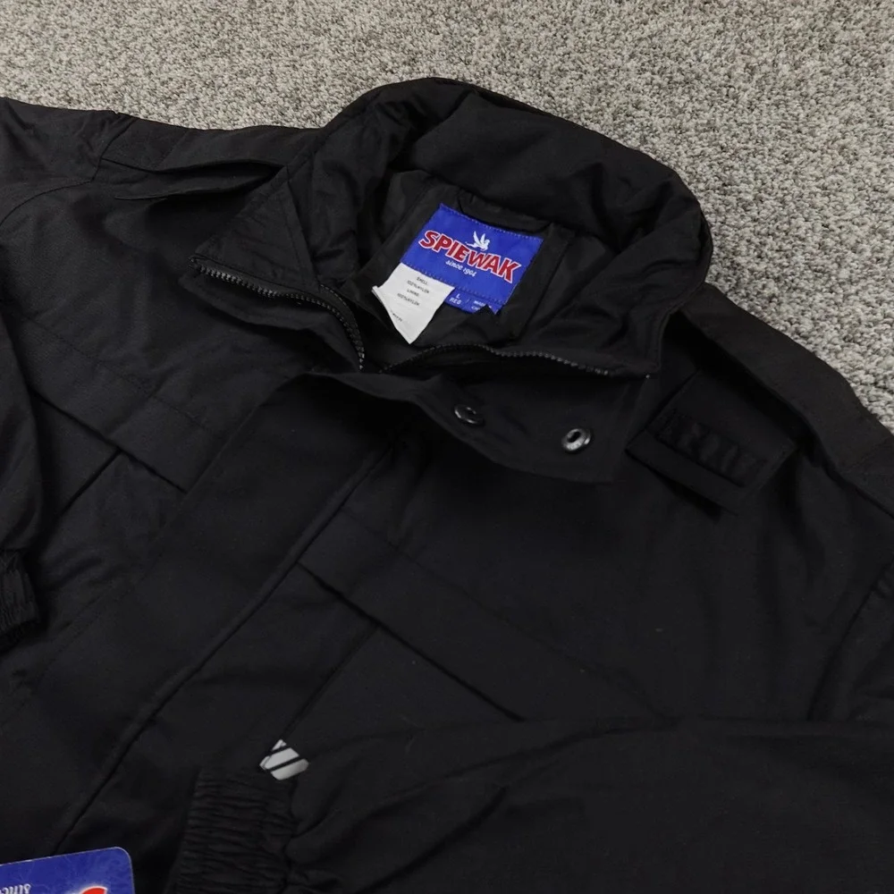 NEW Spiewak Jacket Mens L Black Duty Full Zip Waterproof Windbreaker Bomber Coat